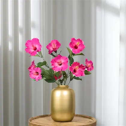 Zijden boeket met roze Hibiscus bloemen