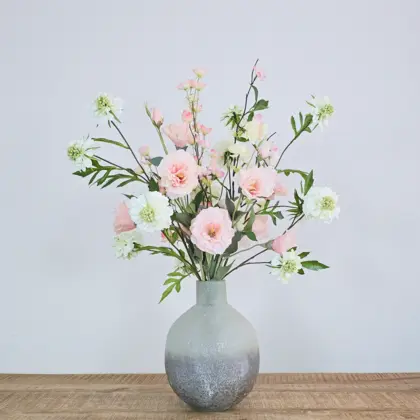 Zijden boeket met roze en witte bloemen