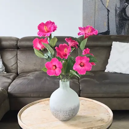 Zijden boeket met roze Hibiscus bloemen