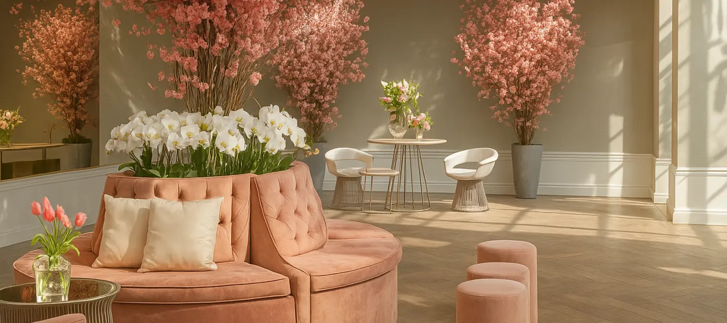 Kunstbloemen en zijden boeketten interieur kantoor