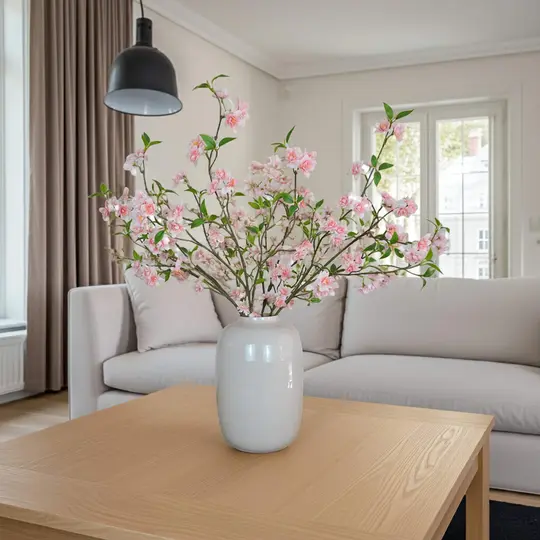 Zijden boeket met roze bloesemtakken