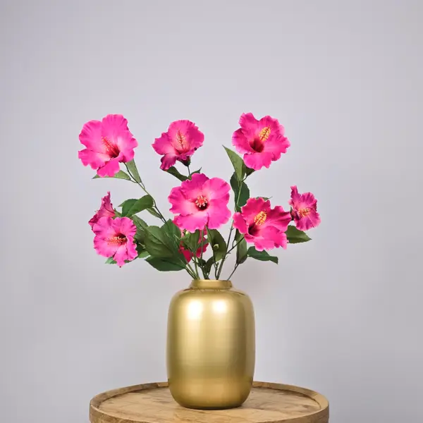 Zijden boeket met roze hibiscus bloemen, exotische kunstbloemen voor decoratie